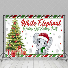 Aperturee - Aperturee Green Red White Elephant Gift Exchange Party Backdrop