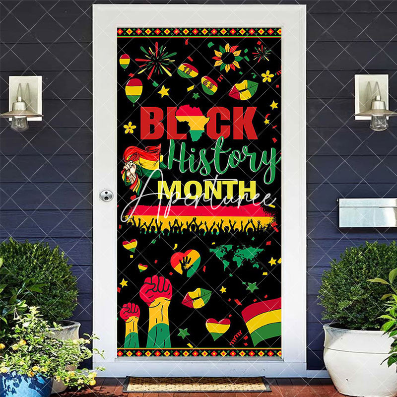 Aperturee - Aperturee Green Red Yellow Black History Month Door Cover