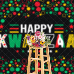 Aperturee - Aperturee Green Red Yellow Dots Tribal Happy Kwanzaa Backdrop