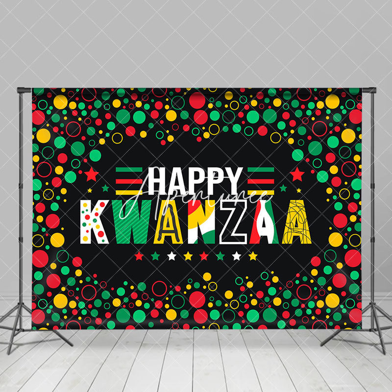 Aperturee - Aperturee Green Red Yellow Dots Tribal Happy Kwanzaa Backdrop