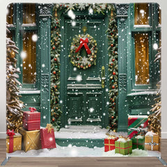 Aperturee - Aperturee Green Retro Door Tree Gifts Pillow Cover Backdrop