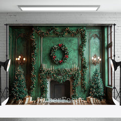 Aperturee - Aperturee Green Retro Wall Candle Gift Christmas Tree Backdrop