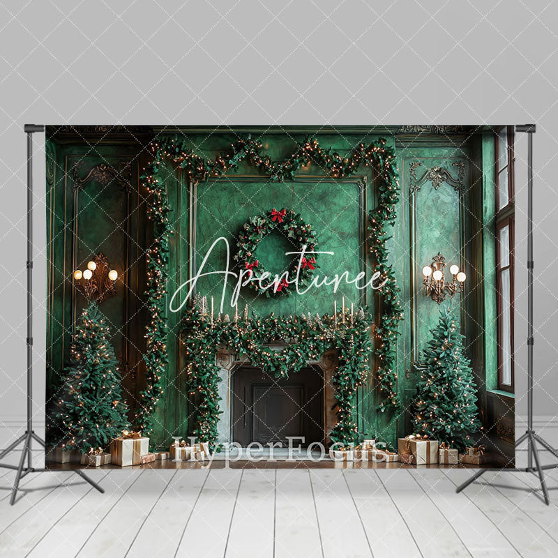 Aperturee - Aperturee Green Retro Wall Candle Gift Christmas Tree Backdrop