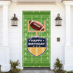 Aperturee - Aperturee Green Rugby Field Sport Happy Birthday Door Cover