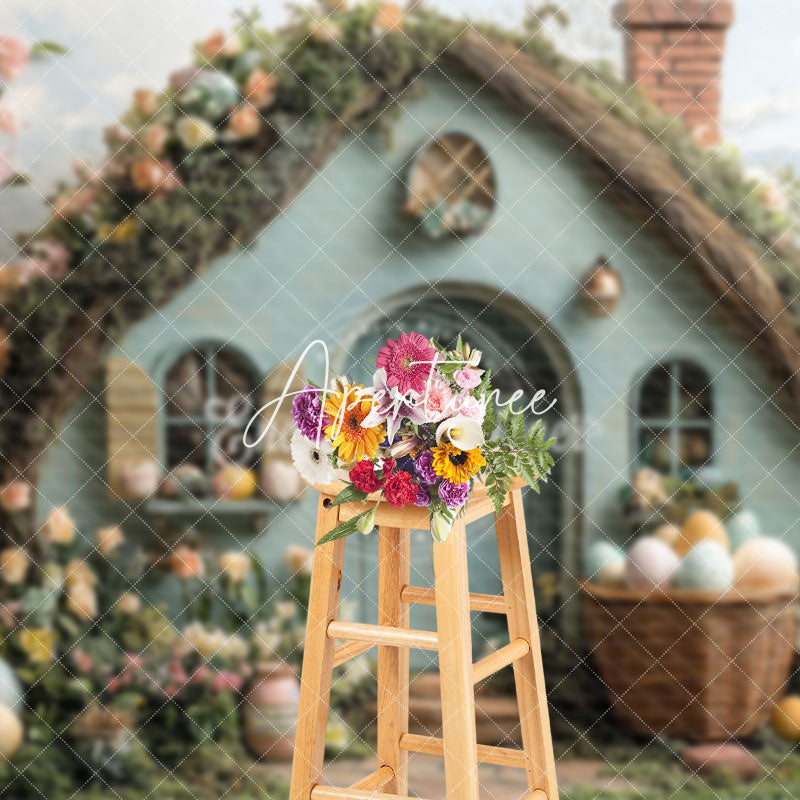 Aperturee - Aperturee Green Rustic House Greenery Floral Easter Backdrop