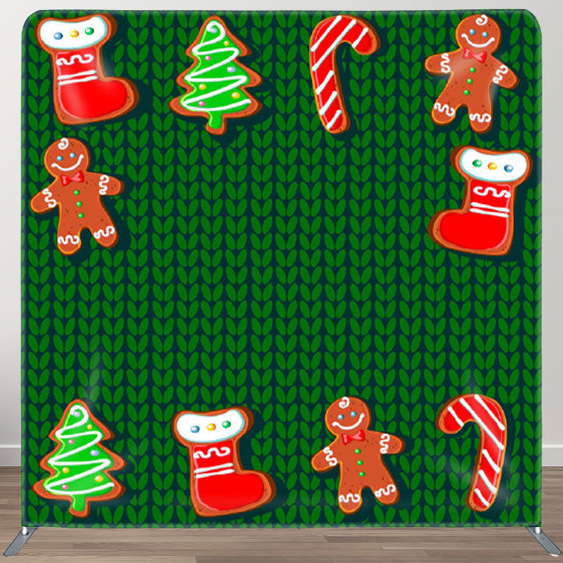 Aperturee - Aperturee Green Textile Texture Candy Socks Christmas Backdrop