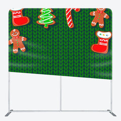 Aperturee - Aperturee Green Textile Texture Candy Socks Christmas Backdrop