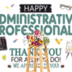 Aperturee - Aperturee Green Thank You Administrative Professionals Backdrop