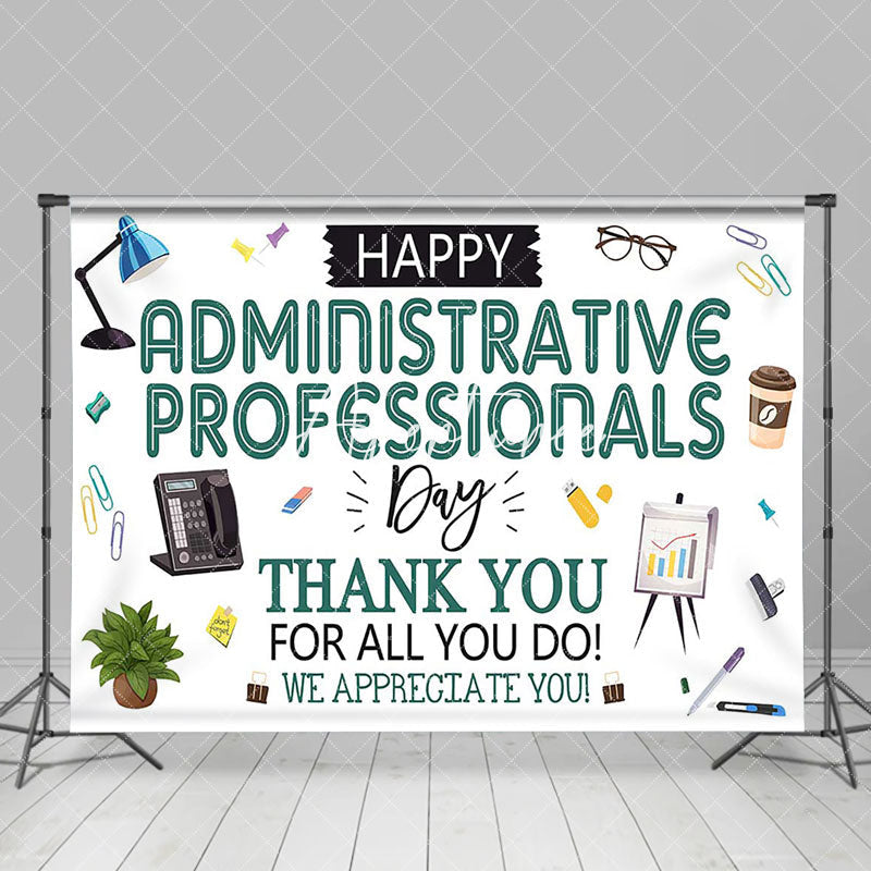 Aperturee - Aperturee Green Thank You Administrative Professionals Backdrop