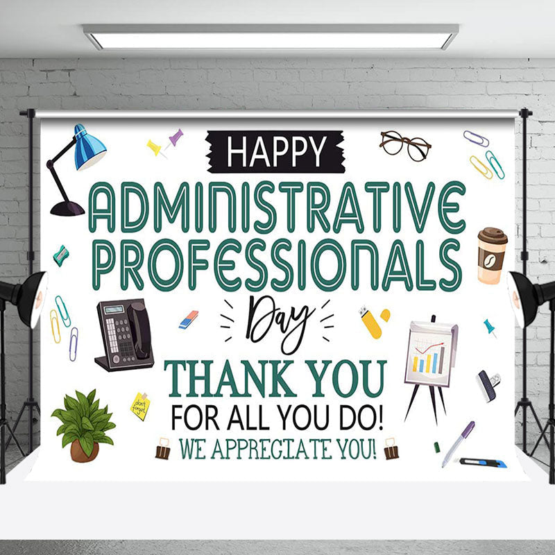 Aperturee - Aperturee Green Thank You Administrative Professionals Backdrop