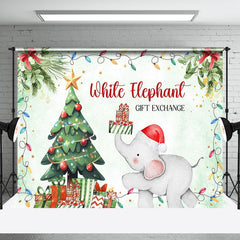 Aperturee - Aperturee Green Tree White Elephant Gift Exchange Backdrop