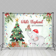 Aperturee - Aperturee Green Tree White Elephant Gift Exchange Backdrop