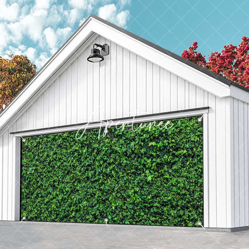 Aperturee - Aperturee Green Vine Leaves Wall Wedding Garage Door Banner