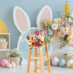 Aperturee - Aperturee Green Wall Bunny Spring Floral Eggs Easter Backdrop