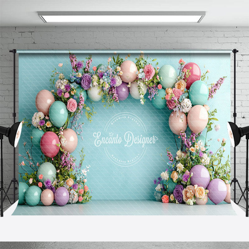 Aperturee - Aperturee Green Wall Colorful Balloons Floral Wedding Backdrop