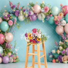 Aperturee - Aperturee Green Wall Colorful Balloons Floral Wedding Backdrop