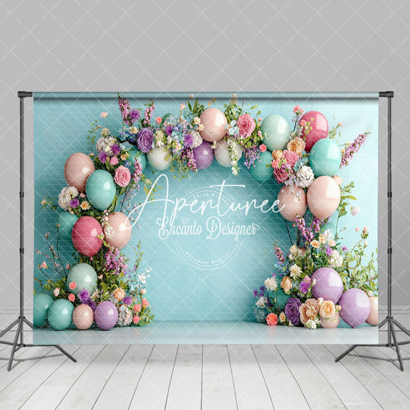 Aperturee - Aperturee Green Wall Colorful Balloons Floral Wedding Backdrop