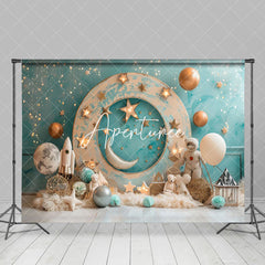 Aperturee - Aperturee Green Wall Starry Moon Galaxy Cake Smash Backdrop