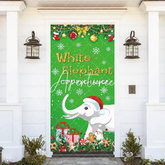 Aperturee - Aperturee Green White Elephant Snowflake Christmas Door Cover