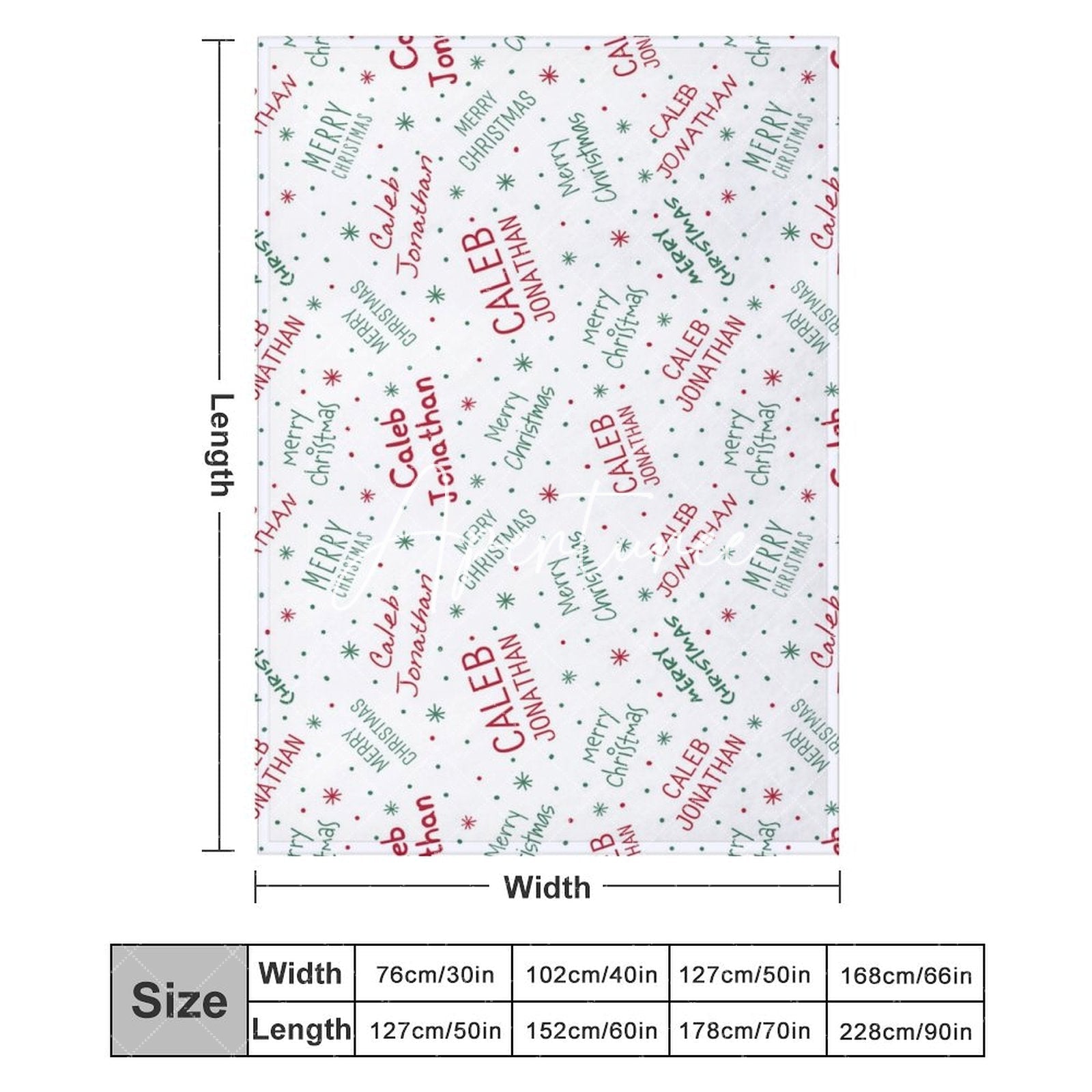 Aperturee - Aperturee Green White Fonts Christmas Custom Name Blanket