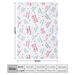 Aperturee - Aperturee Green White Fonts Christmas Custom Name Blanket