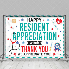 Aperturee - Aperturee Green White Happy Resident Appreciation Week Backdrop