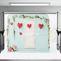 Aperturee - Aperturee Green White Wood Romantic Valentines Day Backdrop