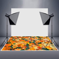 Aperturee - Aperturee Greenery Autumn Falling Maple Leaf Rubber Floor Mat