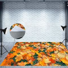 Aperturee - Aperturee Greenery Autumn Maple Leaf Fabric Floor Backdrop