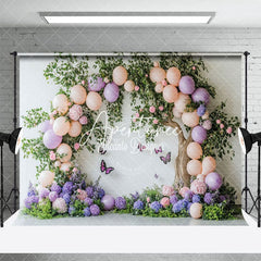 Aperturee - Aperturee Greenery Balloons Tree Floral Cake Smash Backdrop