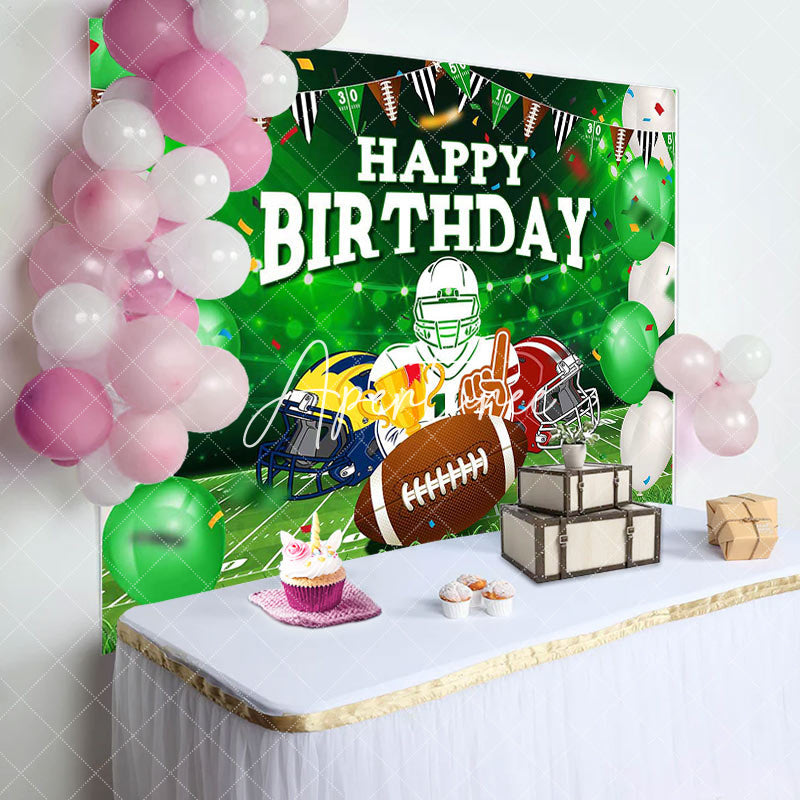 Aperturee - Aperturee Greenery Field Rugby Sports Happy Birthday Backdrop