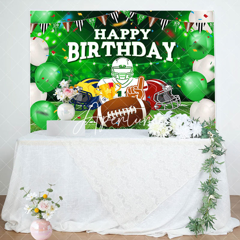 Aperturee - Aperturee Greenery Field Rugby Sports Happy Birthday Backdrop