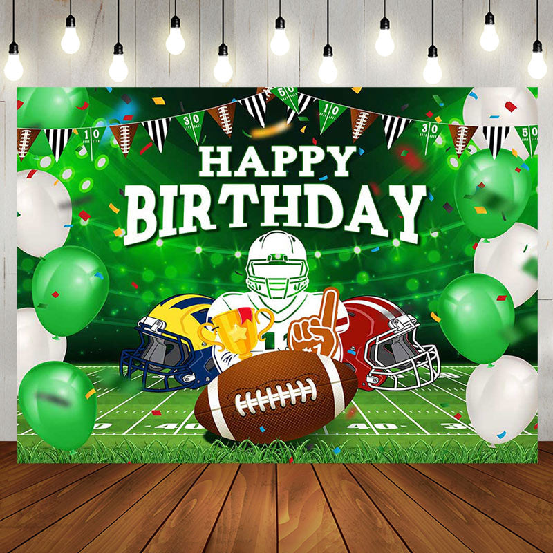 Aperturee - Aperturee Greenery Field Rugby Sports Happy Birthday Backdrop