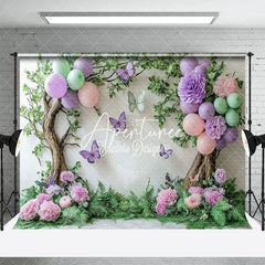 Aperturee - Aperturee Greenery Floral Tree Balloons Cake Smash Backdrop