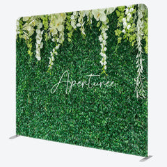 Aperturee - Aperturee Greenery Floral Wedding Square Tension Backdrop