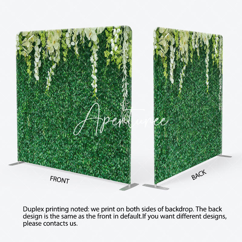 Aperturee - Aperturee Greenery Floral Wedding Square Tension Backdrop