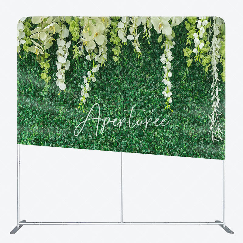 Aperturee - Aperturee Greenery Floral Wedding Square Tension Backdrop