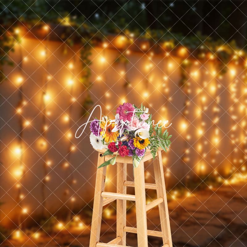 Aperturee - Aperturee Greenery Lighted Outdoor Wall Summer Night Backdrop