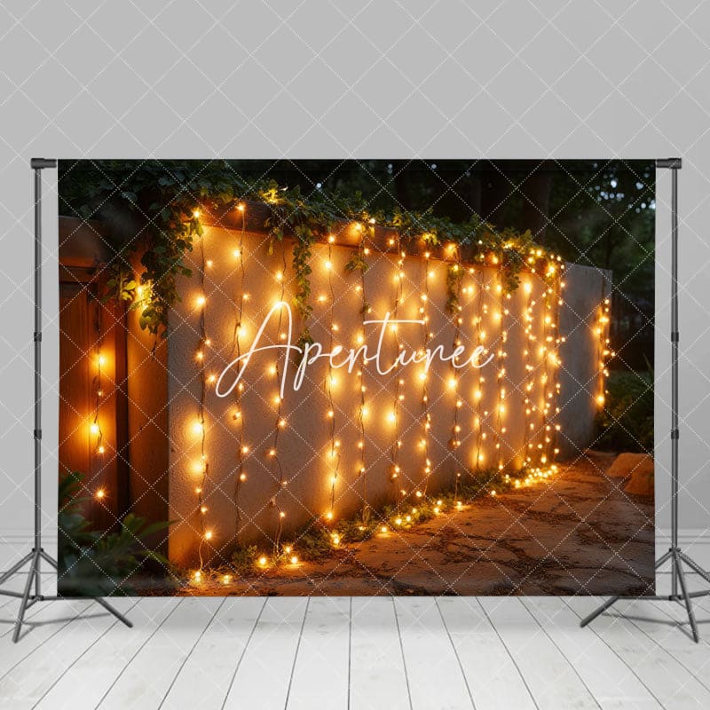 Aperturee - Aperturee Greenery Lighted Outdoor Wall Summer Night Backdrop