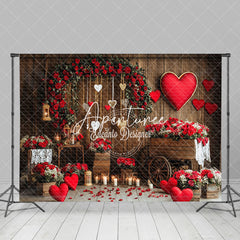 Aperturee - Aperturee Greenery Red Rose Romantic Valentines Day Backdrop