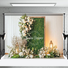 Aperturee - Aperturee Greenery Wall Floral Warm Light Wedding Backdrop