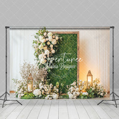 Aperturee - Aperturee Greenery Wall Floral Warm Light Wedding Backdrop