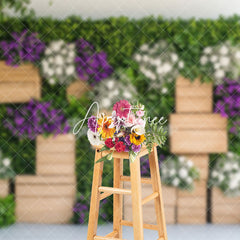 Aperturee - Aperturee Greenery Wall White Purple Floral Spring Backdrop