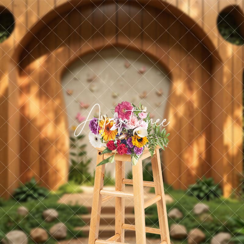 Aperturee - Aperturee Greenry Wooden Arched Stage Wedding Photo Backdrop