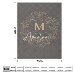 Aperturee - Aperturee Grey Gold Line Wreath Custom Initials Name Blanket