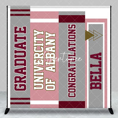 Aperturee - Aperturee Grey Pink Book Spine Custom Name Graduation Backdrop