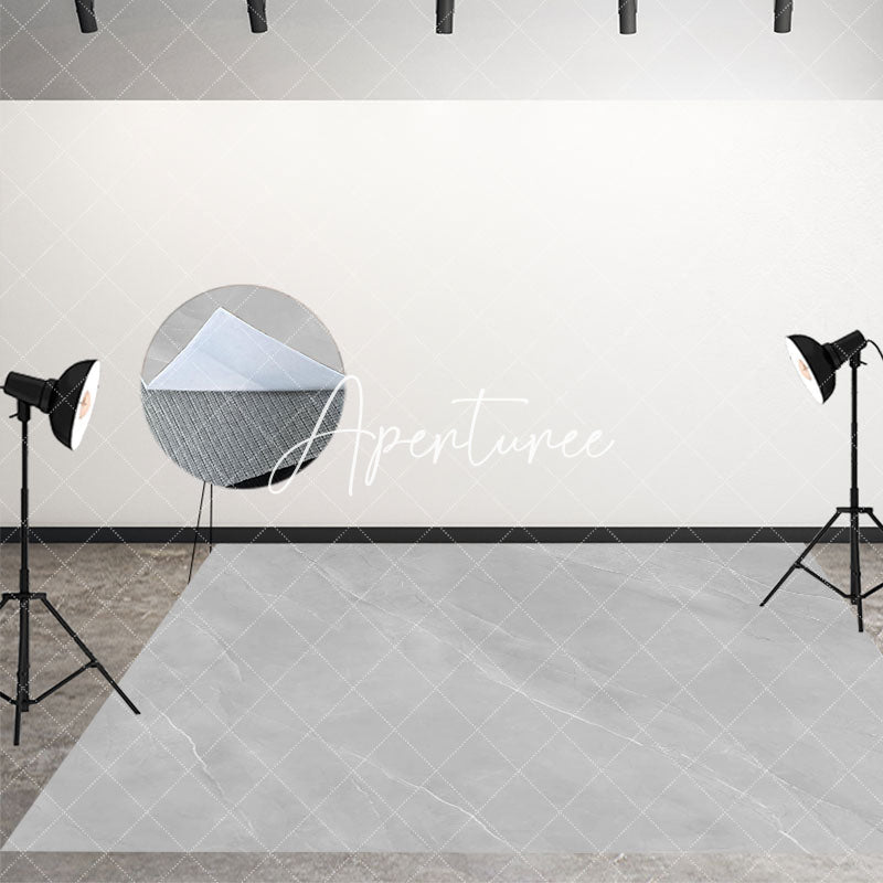 Aperturee - Aperturee Grey White Mixed Mabled Texture Fabric Floor Mat