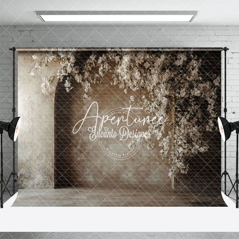 Aperturee - Aperturee Grey White Wall Fine Art Floral Wedding Backdrop