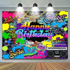 Aperturee - Aperturee Groovy Colorful Happy Birthday Celebration Backdrop