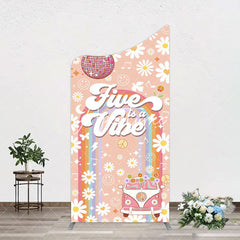 Aperturee - Aperturee Groovy Five Is Vibe Daisy Birthday Arch Backdrop